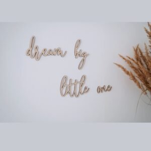 4pcs Boho Style Wooden "Dream Big Little One" Wall Hanging Decor for Kids' Room - Thanksgiving Baby Shower Gift, Made of Wood